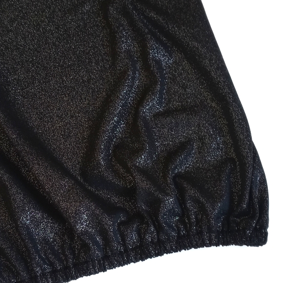 Vintage New York & Co Shimmery Black Shimmery Metallic Cap Sleeve Blouse XS - Picture 5 of 8